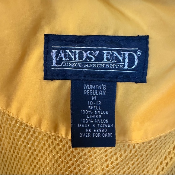 Lands’ End Yellow Rain Jacket Women’s Sz M - Picture 5 of 6